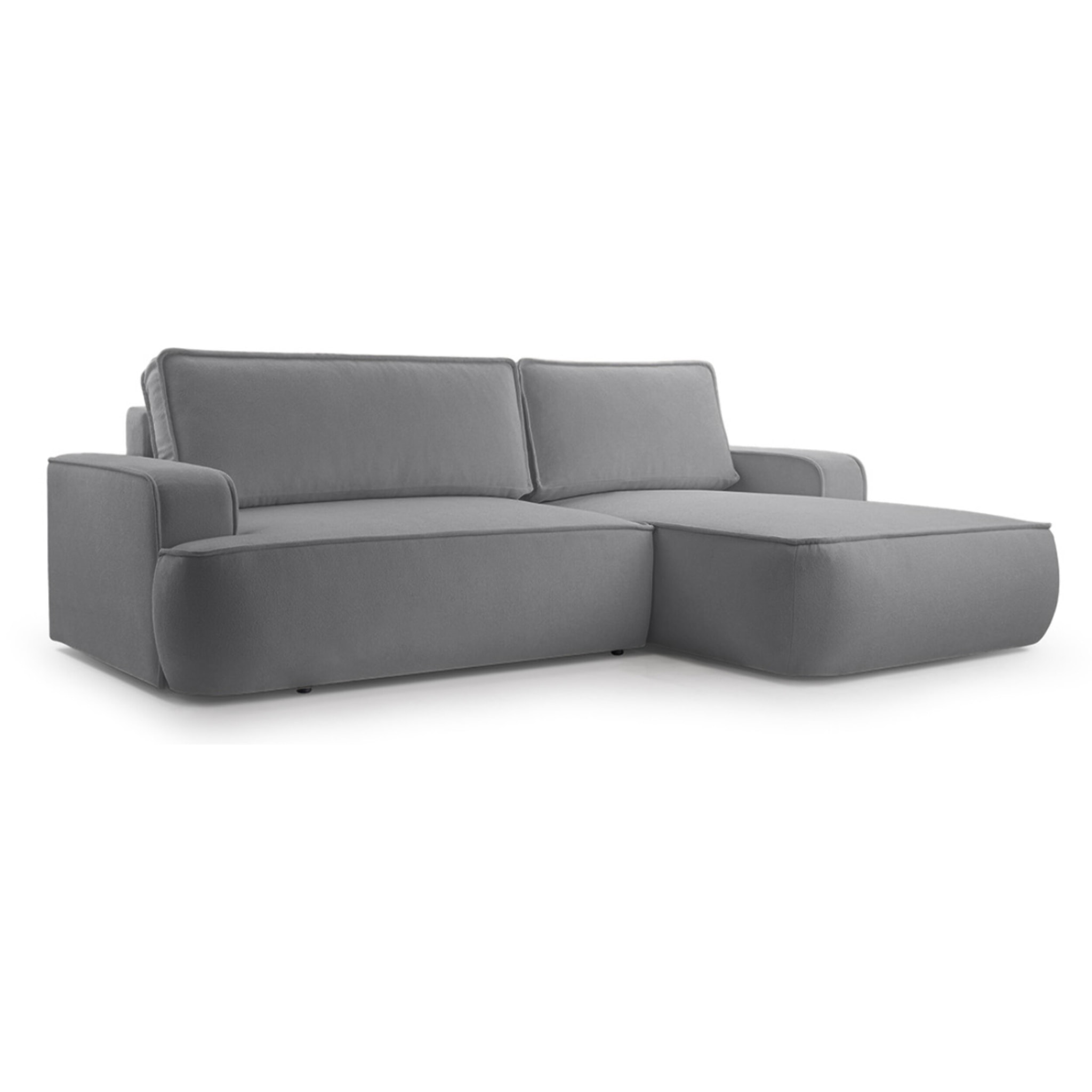 Nessino - canapé d'angle droit 4 places - convertible avec coffre - en tissu texturé - Gris foncé