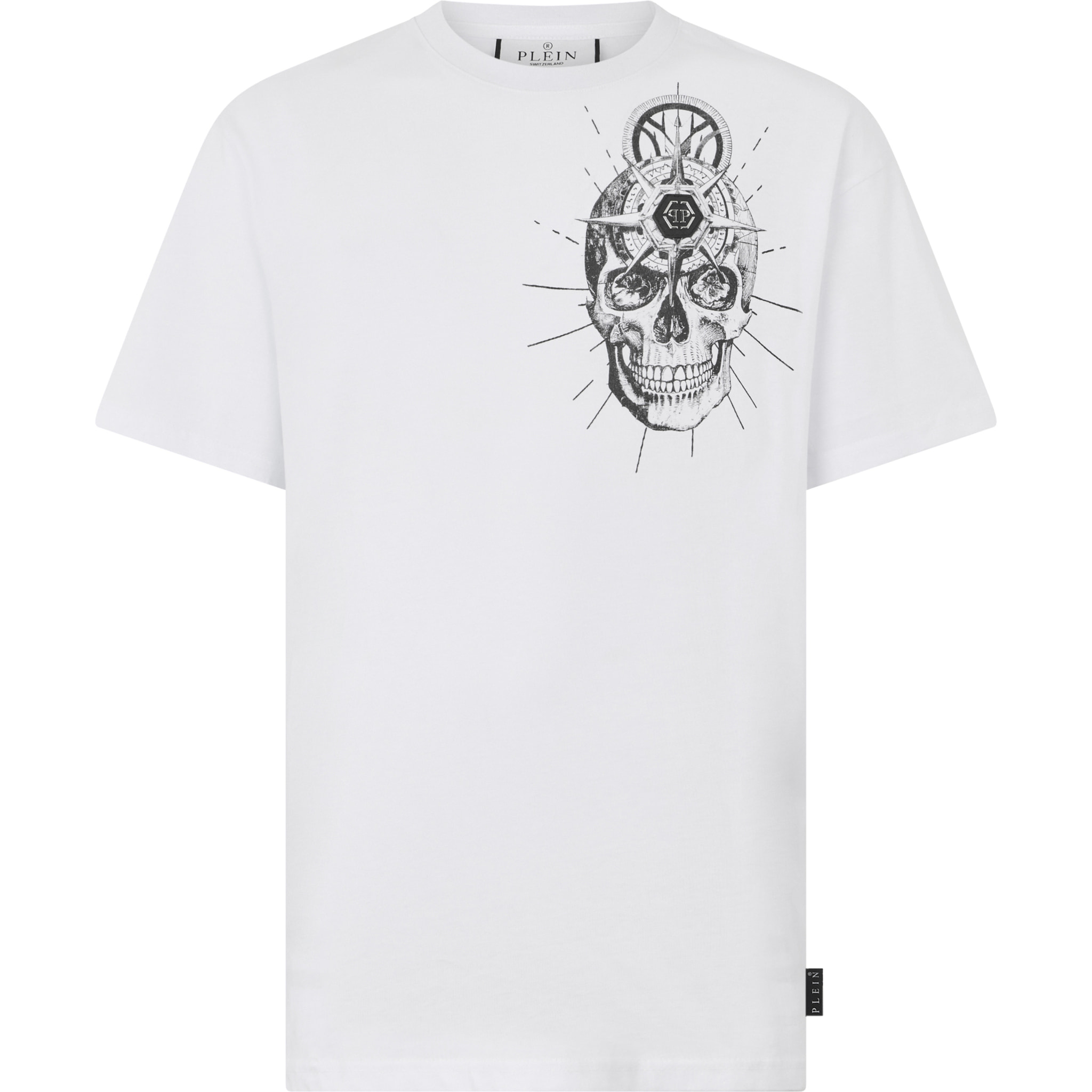 PHILIPP PLEIN Round Neck T-Shirt Skull Tattoo