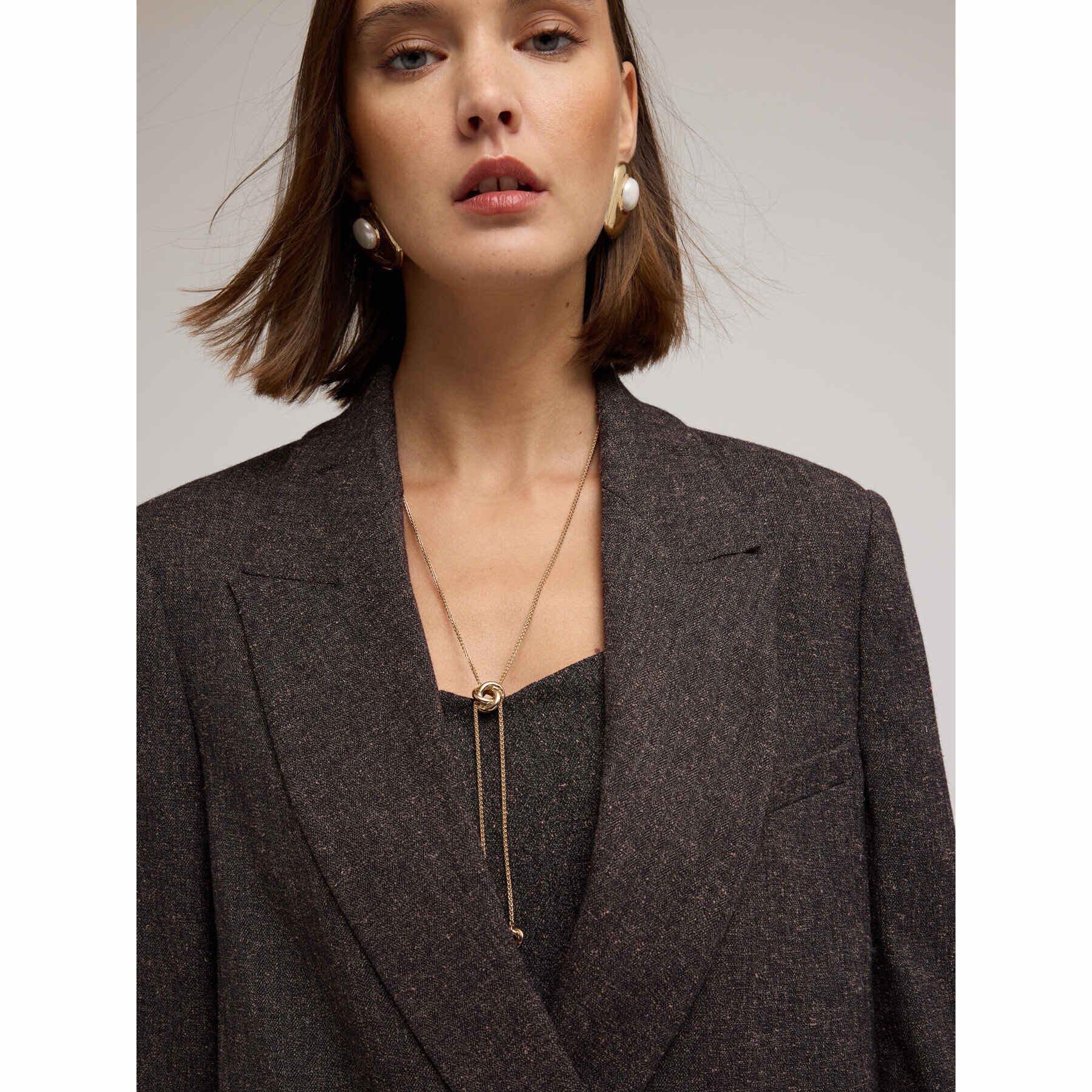 Motivi - Blazer estructurado cruzado en poliviscosa - Gris