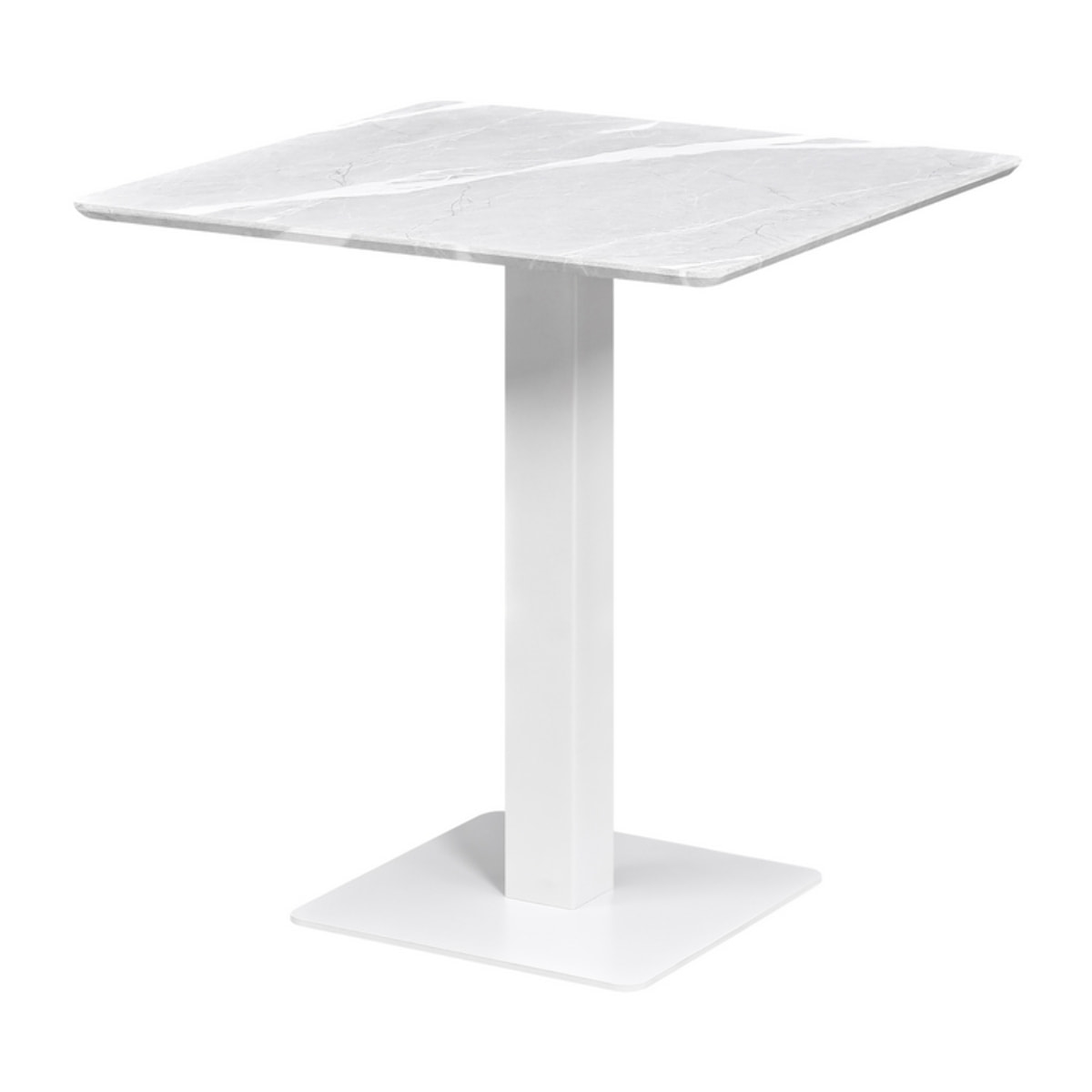 Tavolo quadrato con top marmo grigio chiaro e colonna centrale bianca - Jago