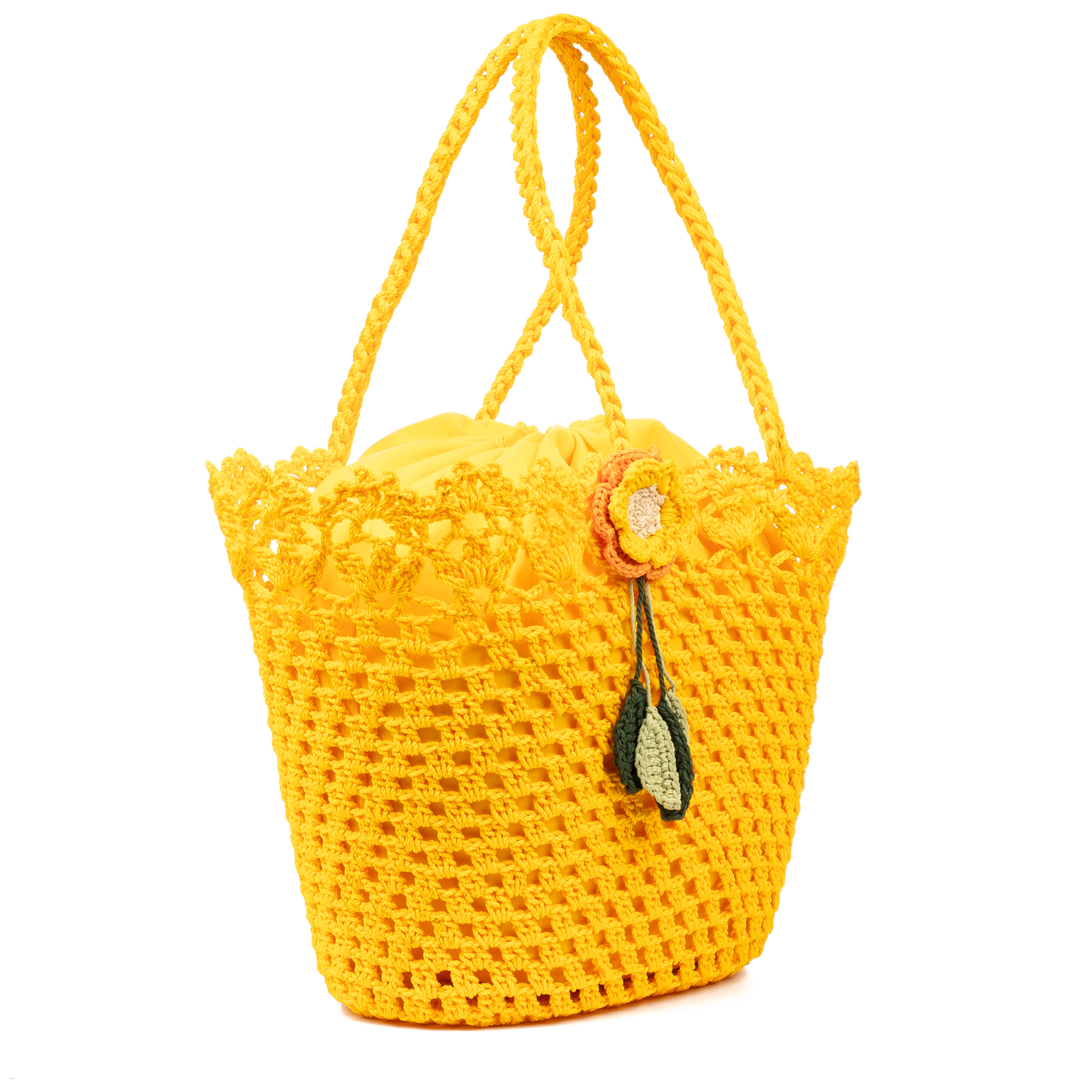 Zeccone borsa a spalla donna. Realizzata in cotone, con pon pon decorativo.