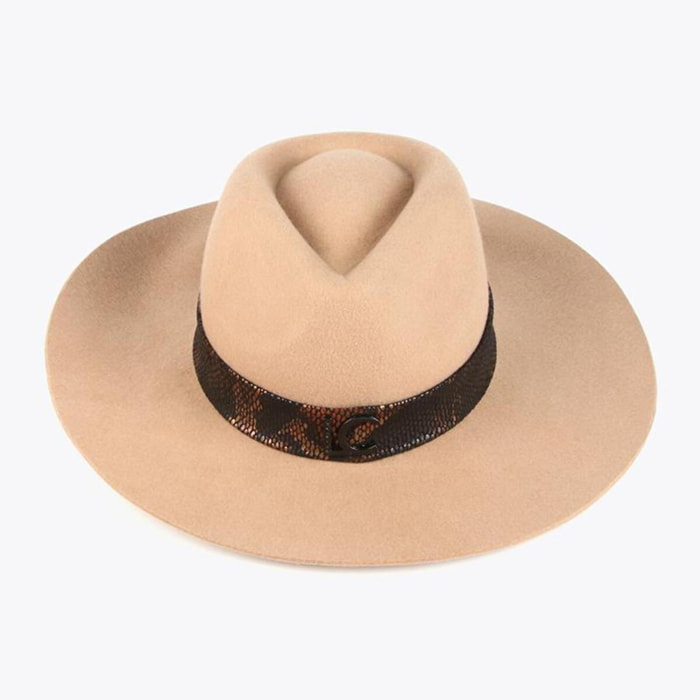 Cappello Fedora, feltro di lana, decorazione a nastro sulla corona