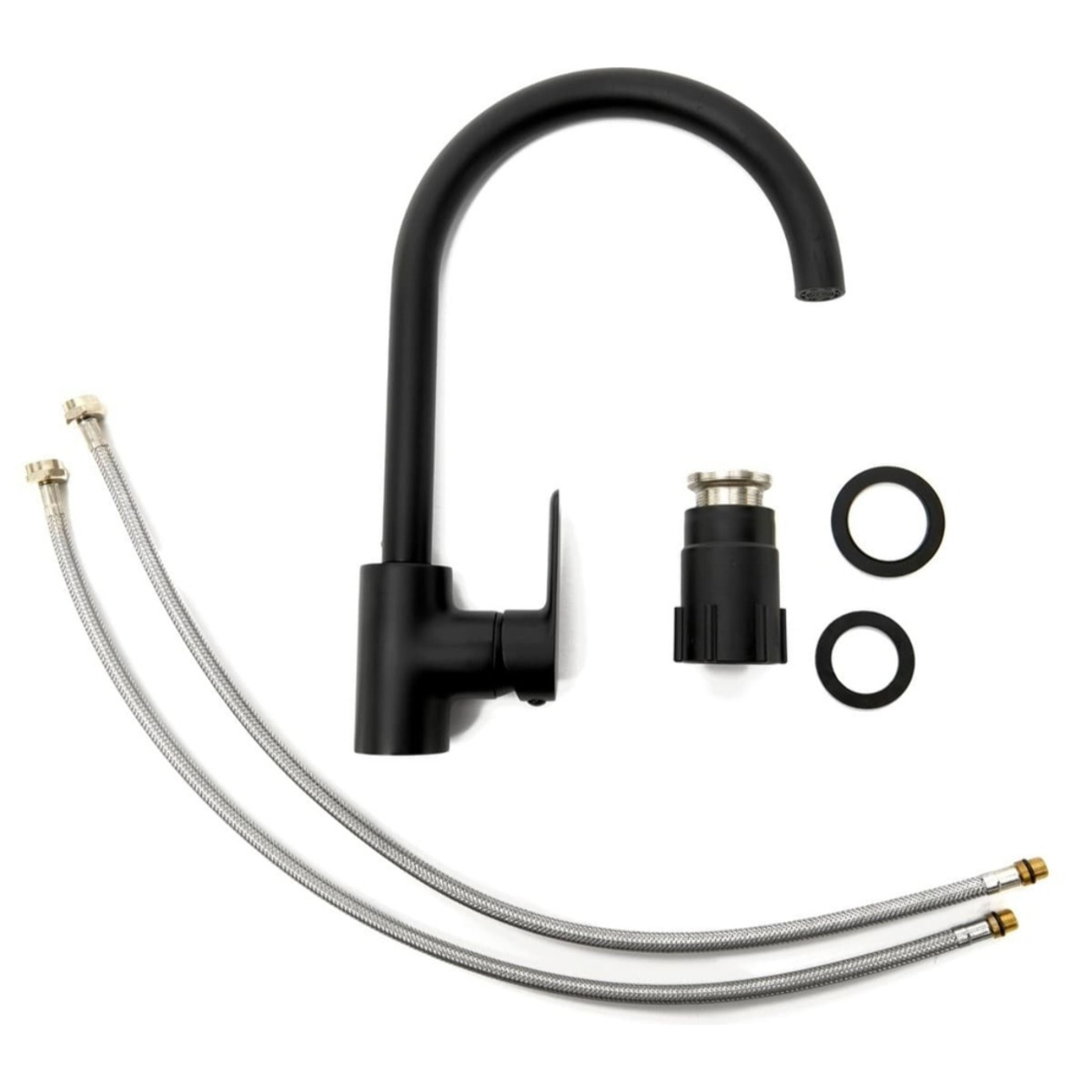 Robinet d'évier Swiss Aqua Technologies Mood avec bras tournant noir mat SATBSMOOD280KC