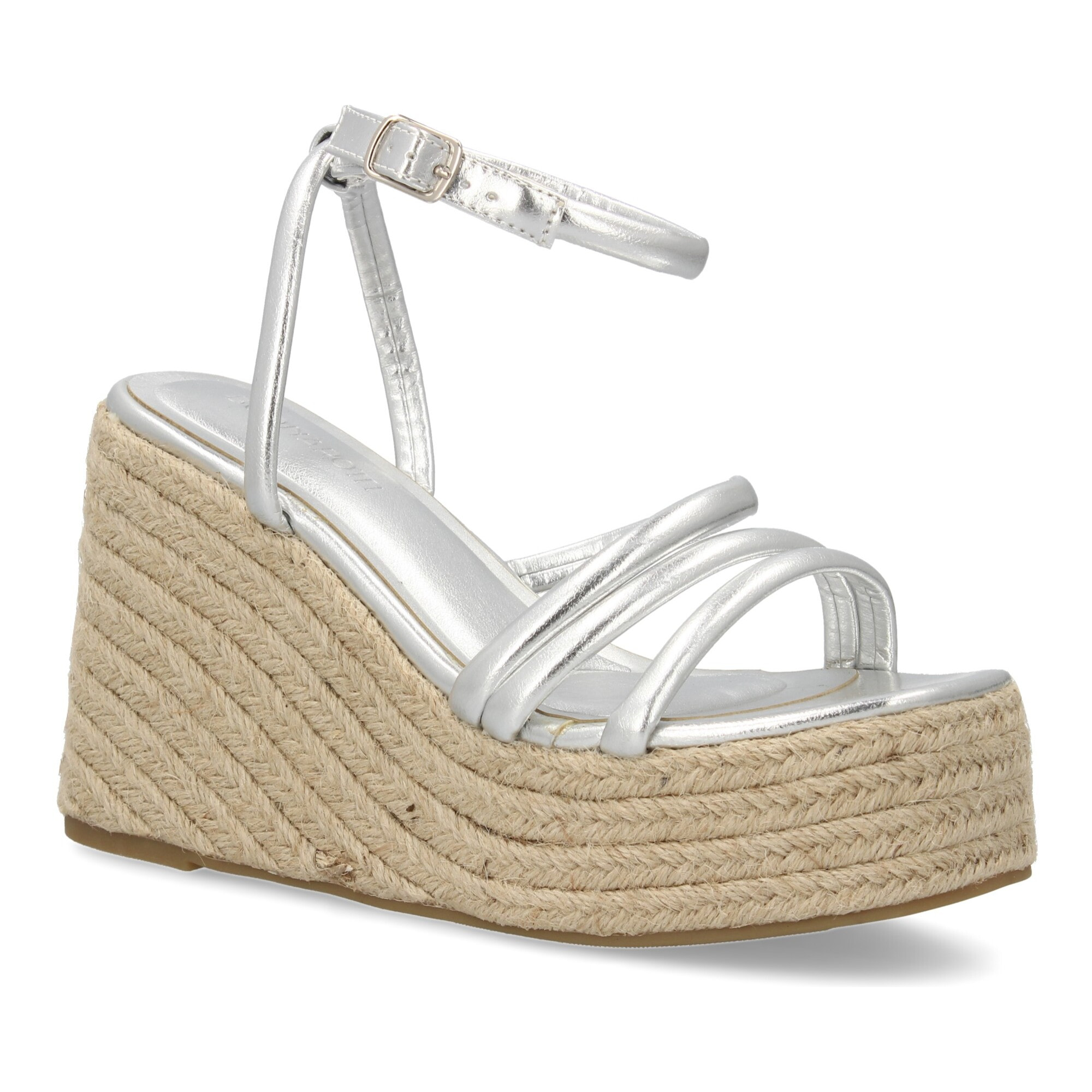 Sandalia de cuña de yute para mujer, diseño comodo y elegante con tiras cruzadas en la pala