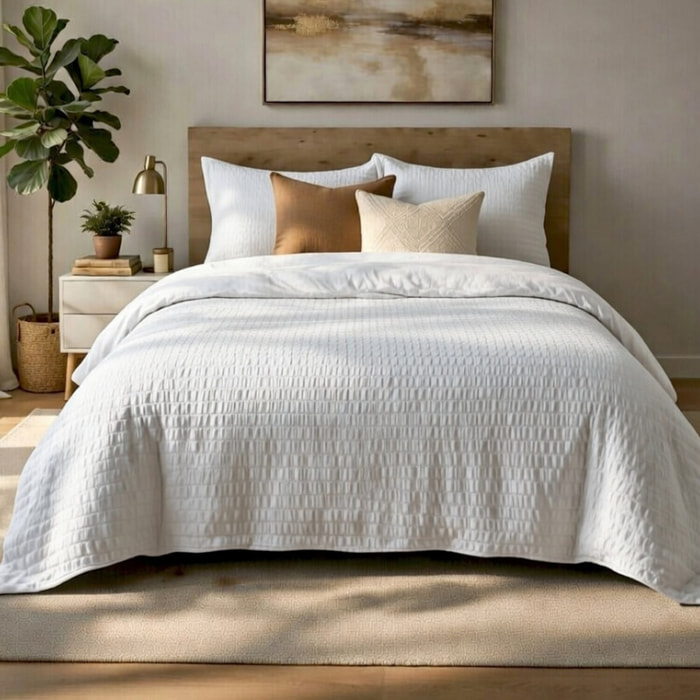 Parure housse de couette avec taie en polycoton - Victoria Uni Blanc