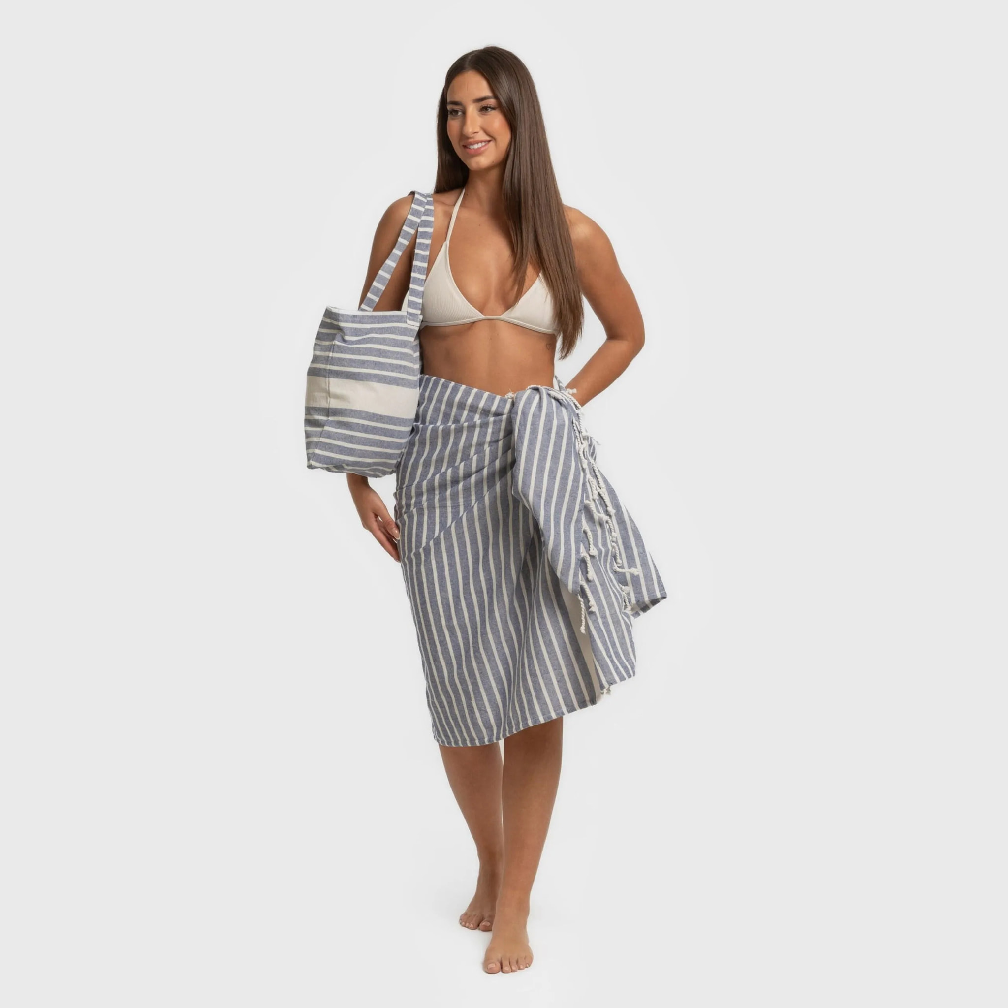 Pack Toalla Pareo + Bolso Raya algodón