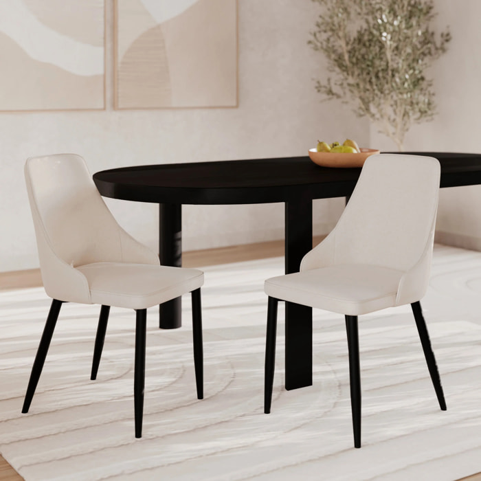 Lot de 2 chaises en tissu beige et pieds en métal - Pipo