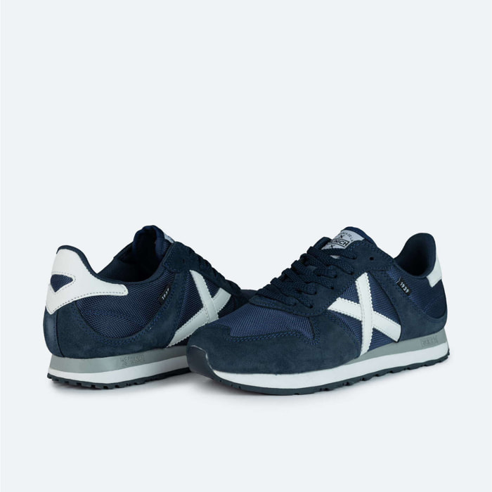 Zapatillas Retro Running Azul Marino y Blanco MUNICH MASSANA 431