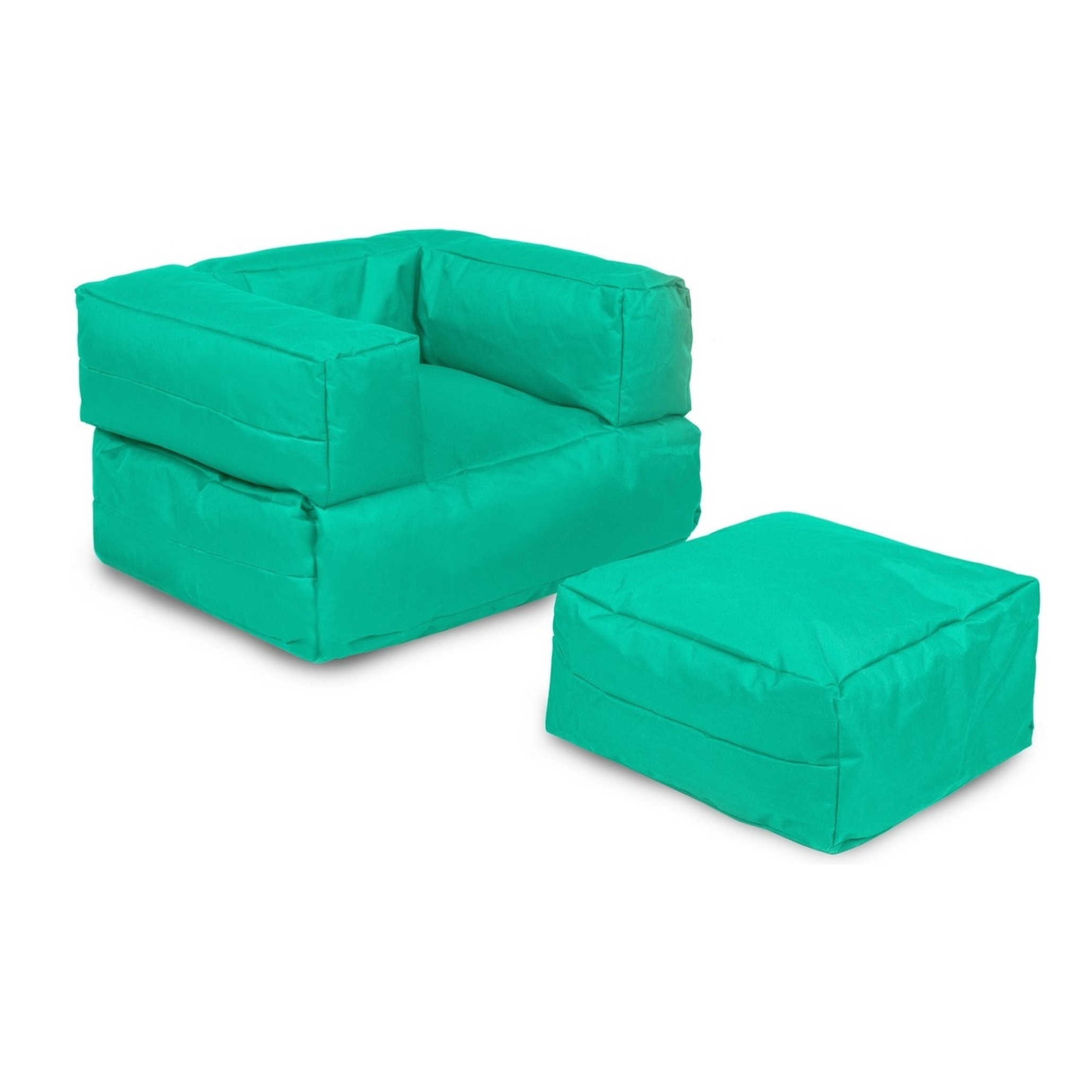 Sillón + puf para niños para exteriores turquesa