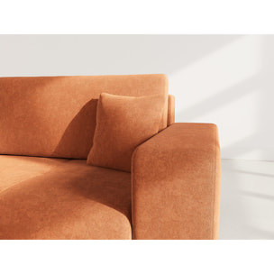 Nicole - Canapé droit 4 places convertible avec coffre en tissu - Rouille