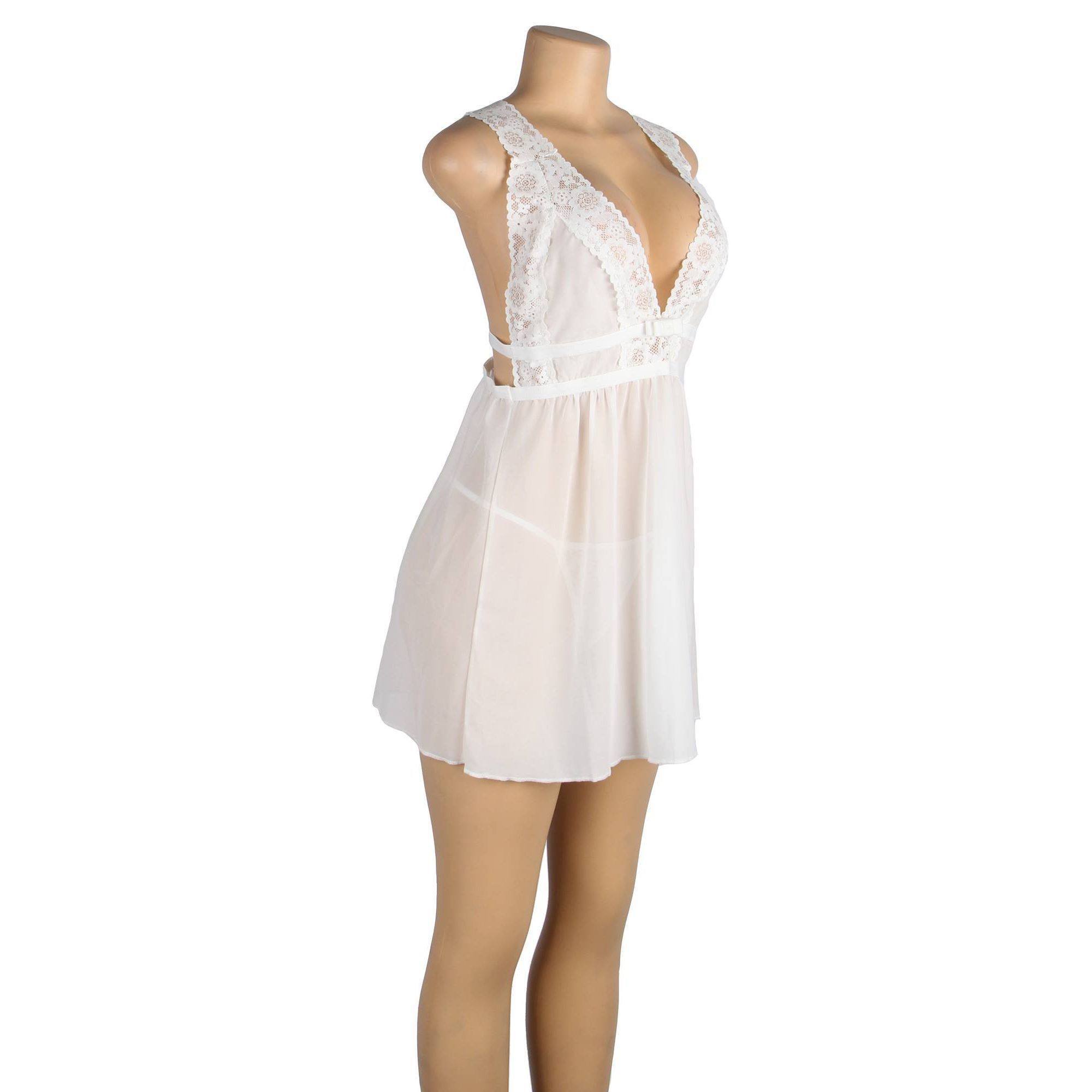 Babydoll de malla con cuello en v blanco