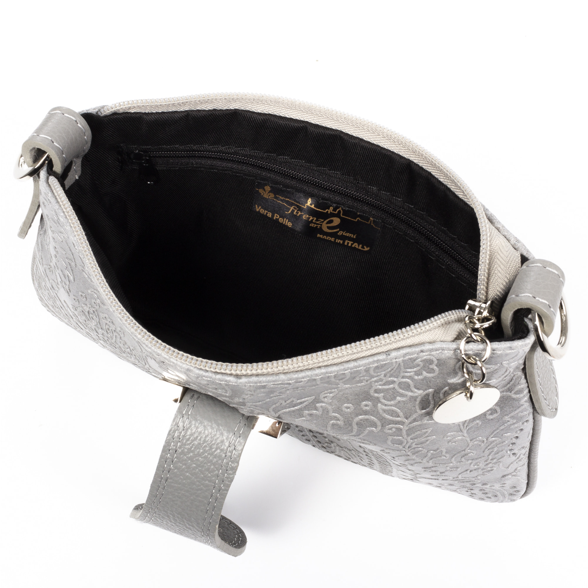 Allerona Bolso de mano Mujer.Piel auténtica Gamuza Grabado Arabesco.