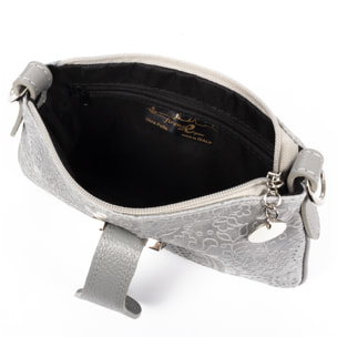 Allerona Bolso de mano Mujer.Piel auténtica Gamuza Grabado Arabesco.