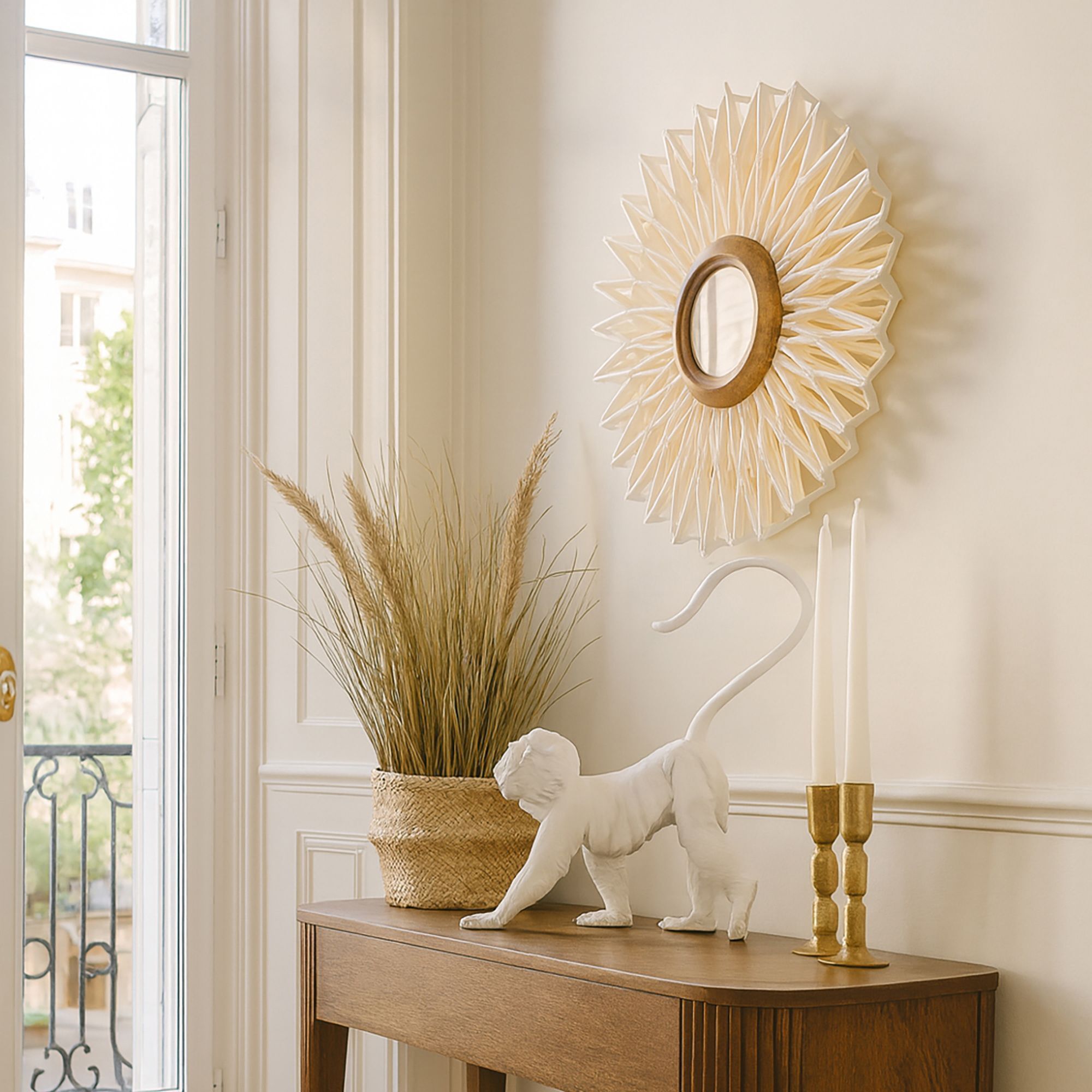 Statuette singe en résine blanche  MICO