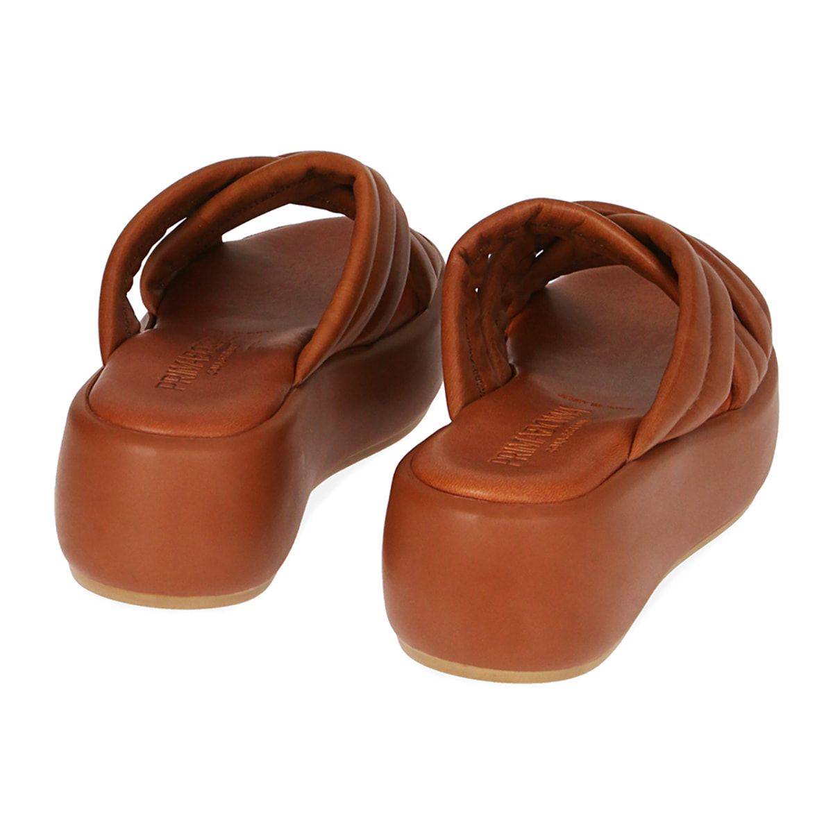 Ciabatte cognac, zeppa 5,5 cm