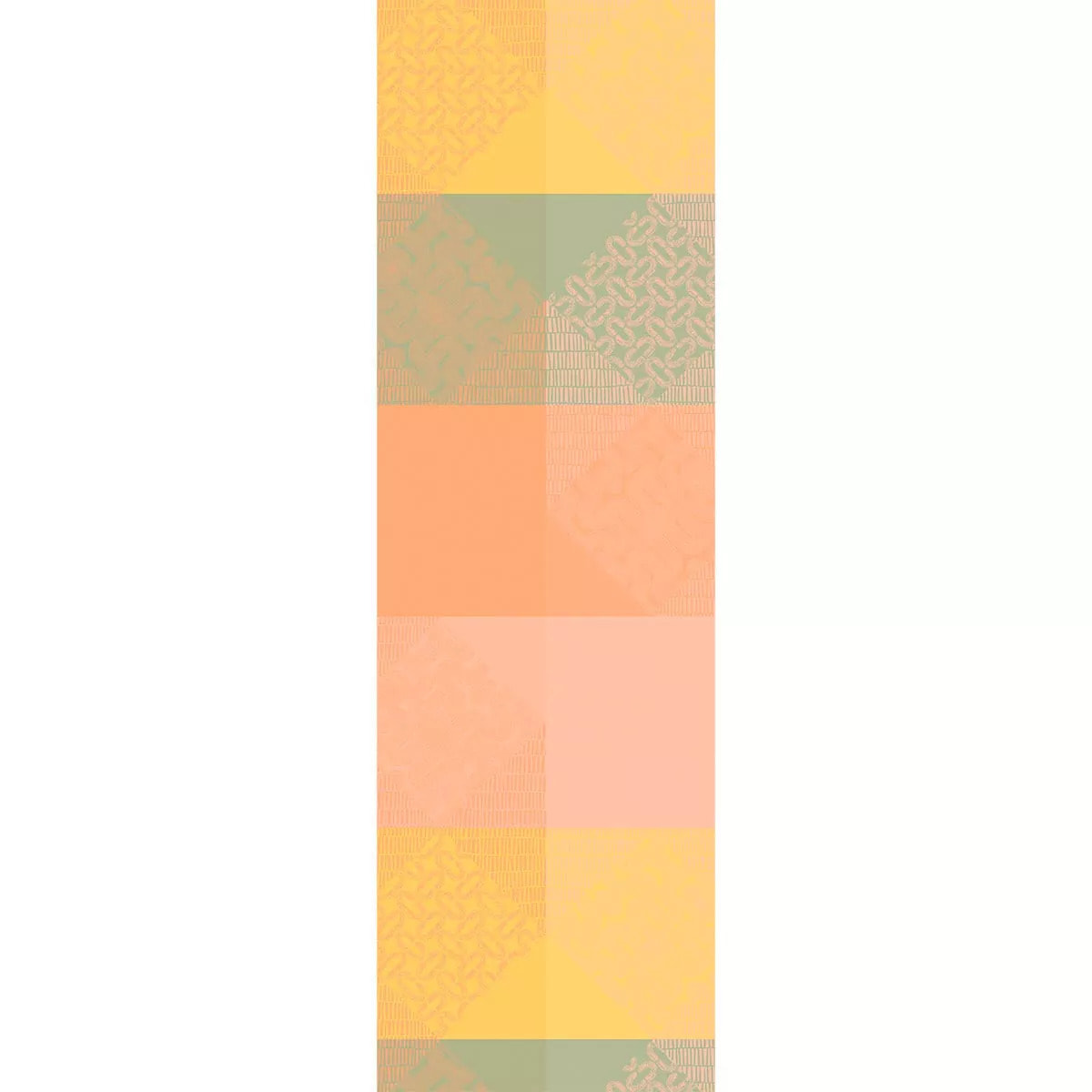 Chemin de table pur coton 205 g/m² motif jacquard rose jaune Mille empreintes pastel