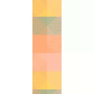 Chemin de table pur coton 205 g/m² motif jacquard rose jaune Mille empreintes pastel