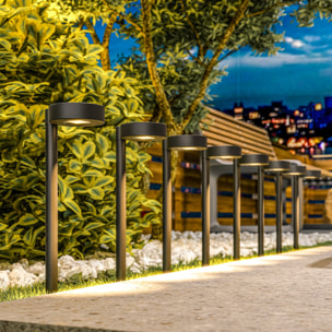Lot de 8 spots solaires LED extérieurs marche arrêt automatique 3000K noir
