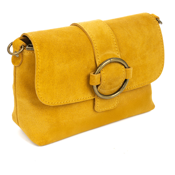 Bagnone bolso bandolera mujer. Piel auténtica Gamuza.