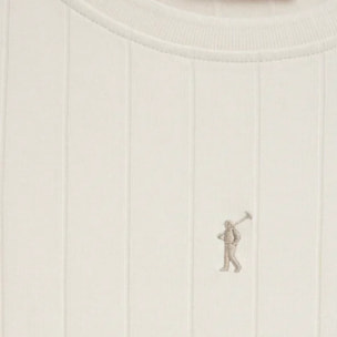 Vestito corto ecrù in cannetè con logo Rigby Go