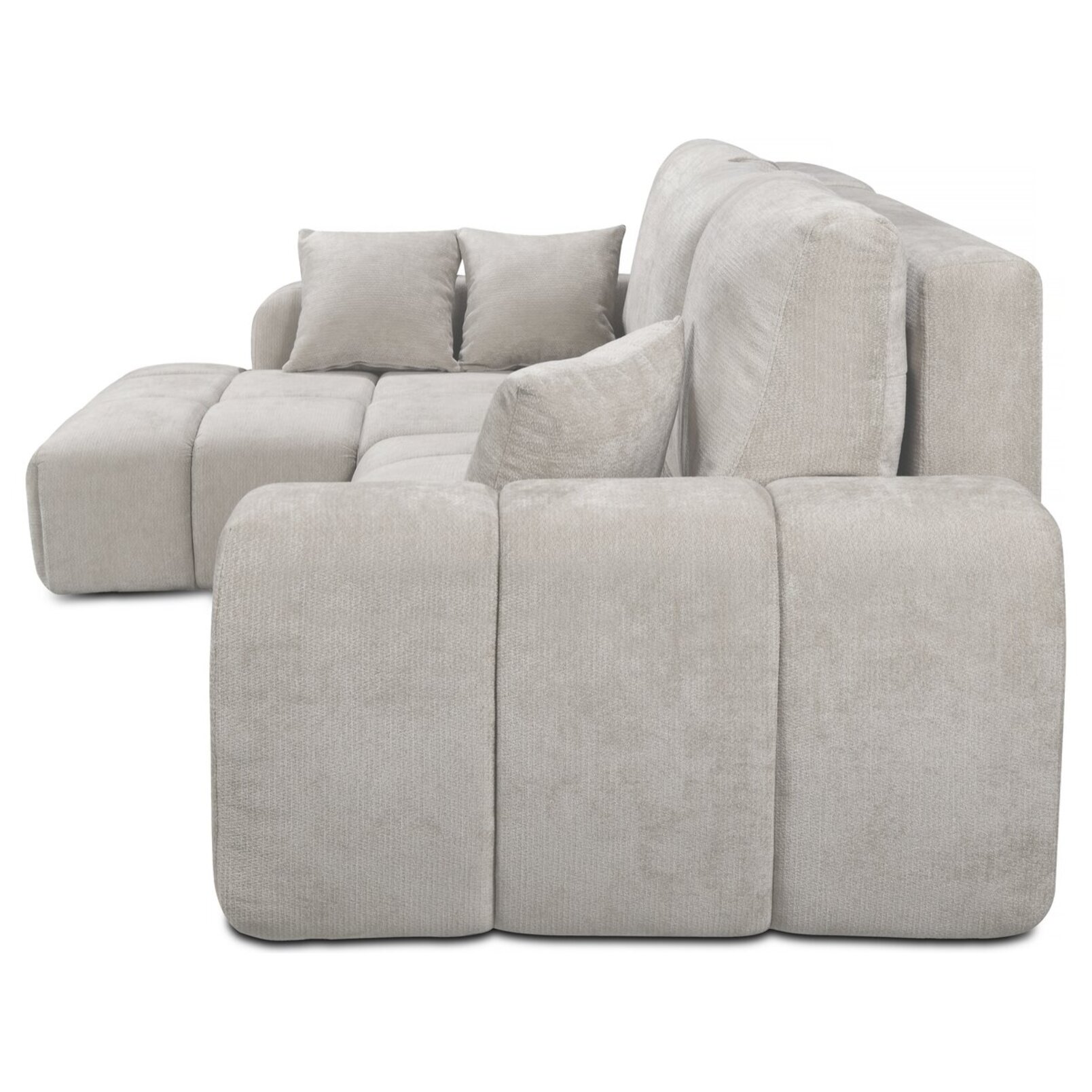 Canapé d'angle gauche convertible en tissu chenille "Verneuil" - 3 places - Beige