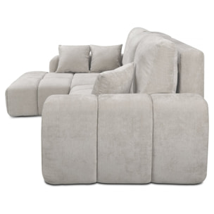 Canapé d'angle gauche convertible en tissu chenille "Verneuil" - 3 places - Beige