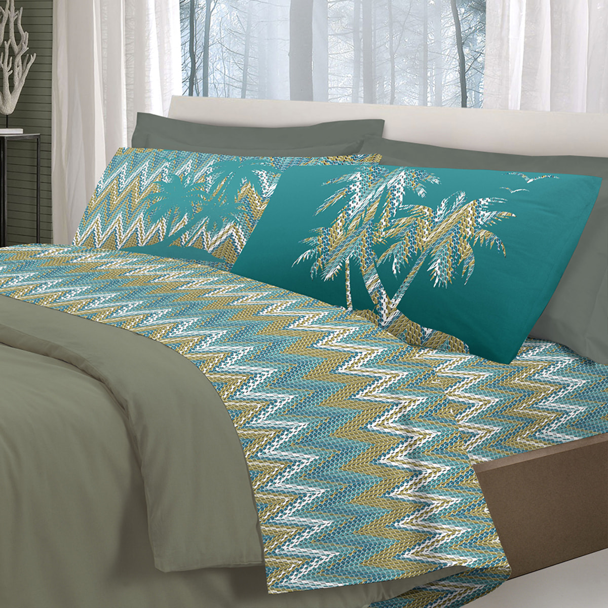 Completo letto palme verde