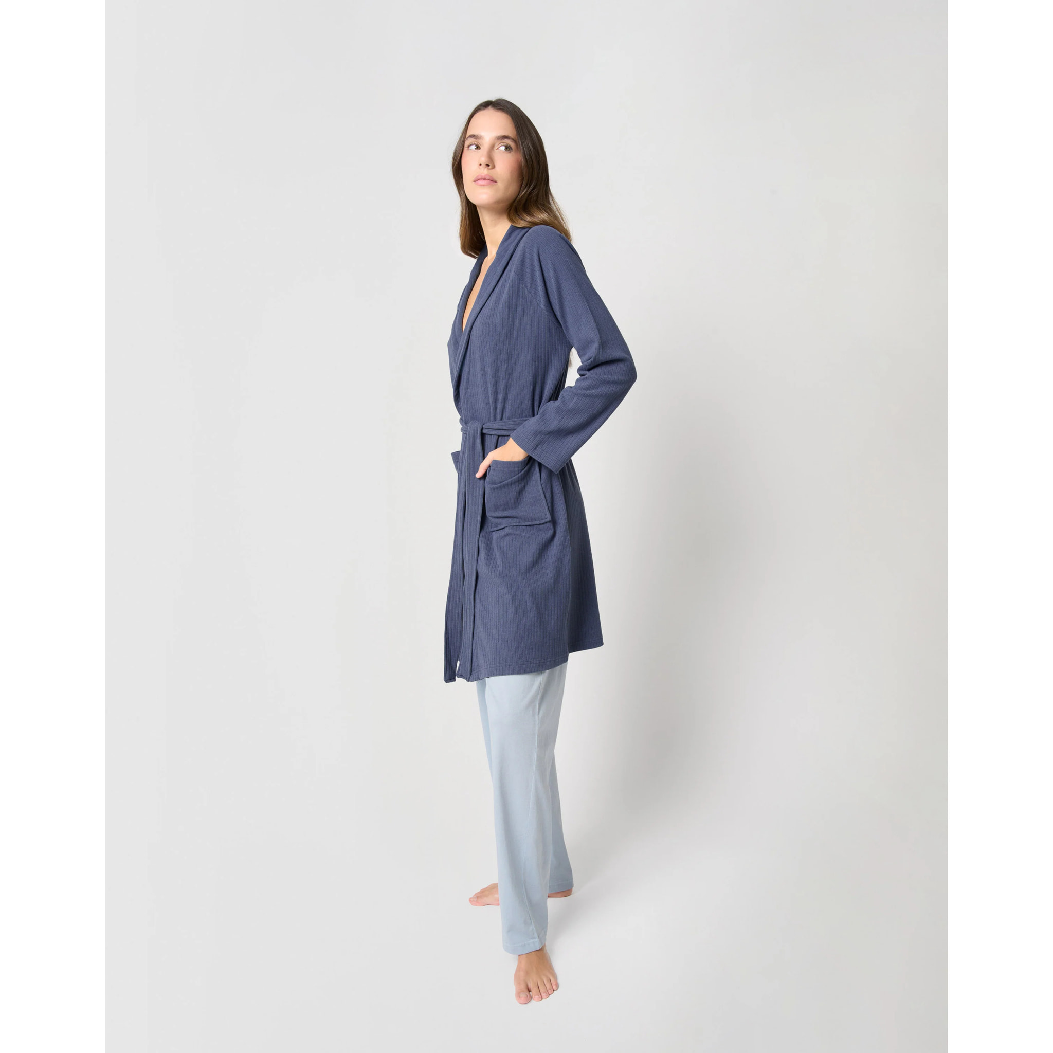 Bata canalé raya ancha azul azafata