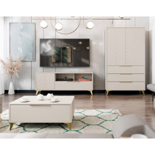 Boccioni - buffet haut - beige - 3 tiroirs et 2 portes - 104x180 cm - Beige