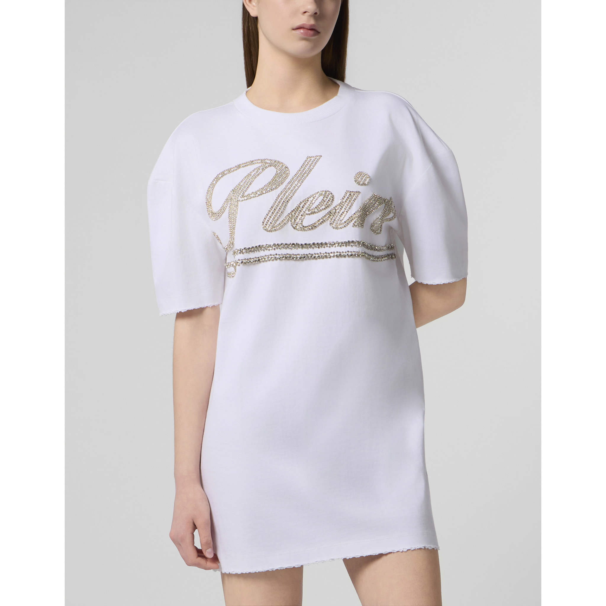 PHILIPP PLEIN Open Back T-Shirt Dress Strass Signature