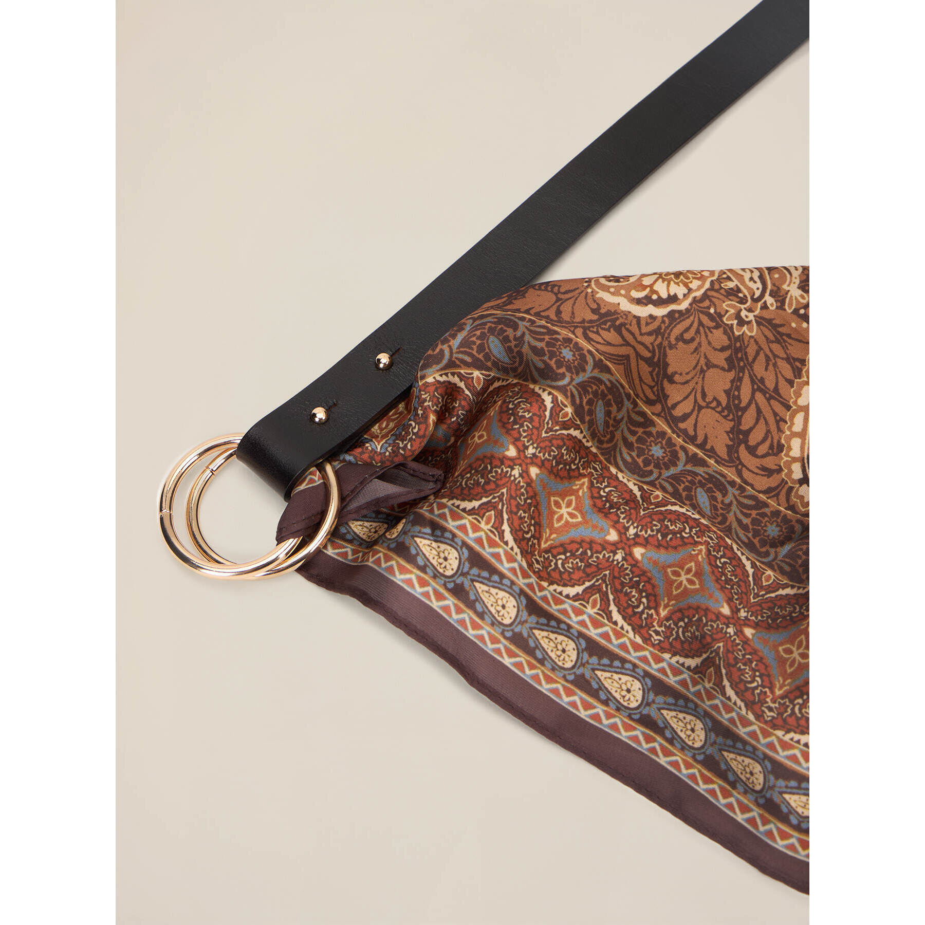 Oltre - Cinturón con foulard decorativo - Marrón