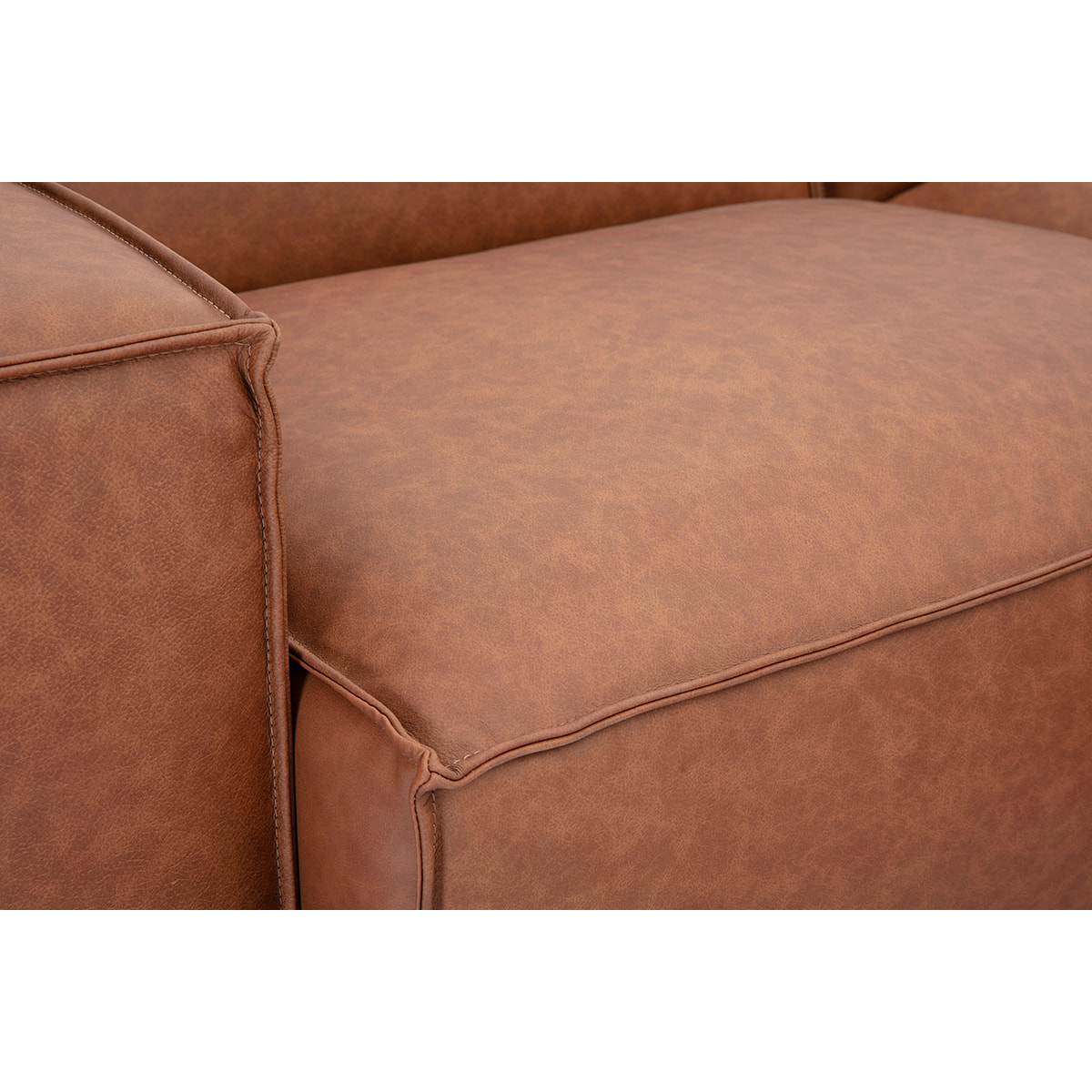 Canapé d'angle modulable vintage 3 places en cuir marron SPLIT