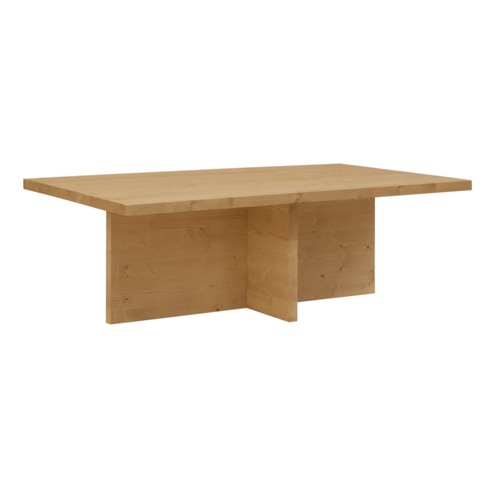 Table basse en bois massif ton chêne moyen de 120x70cm Hauteur: 40 Longueur: 120 Largeur: 70