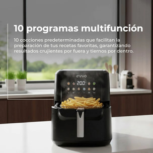 Freidora sin aceite EVVO Tasty Fryer Advance 6L, capacidad 6 l, hasta 200ºC, 1700W, panel táctil, doble resistencia