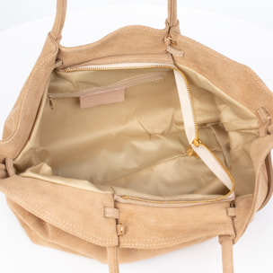 Baradili borsa a spalla donna. Pelle scamosciata autentica.