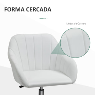 Silla de Oficina Ergonómica Silla de Escritorio Giratoria con Altura Ajustable Respaldo y Reposabrazos de Piel Sintética Carga 120 kg 60x59x79-89 cm Blanco
