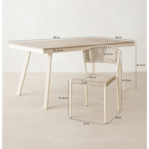 Ensemble de jardin table polywood blanc et chaises 6 places FIGARI