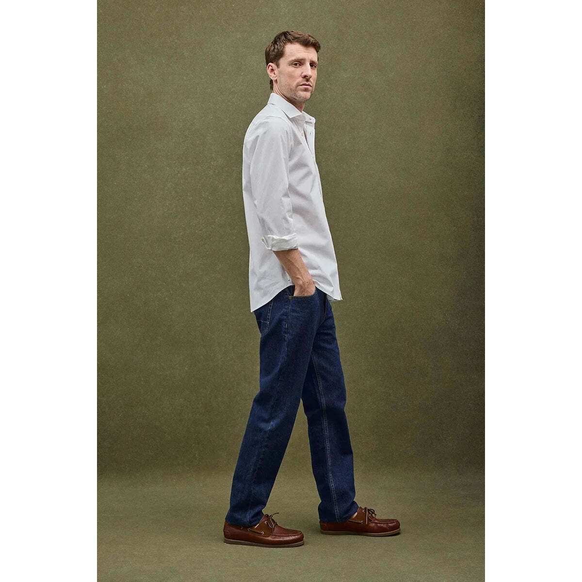 Camisa blanca de corte slim con logo Rigby Go