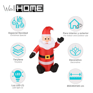 Papa noel inflable con luces led 85x45x120cm