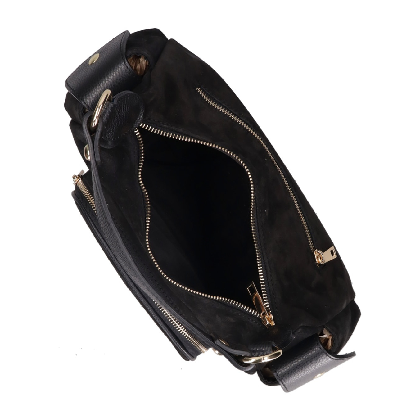 Borsa a spalla da donna Made in Italy - Modello Ardena - Pelle scamosciata - 30.0 x 17.0 x 12.0 cm