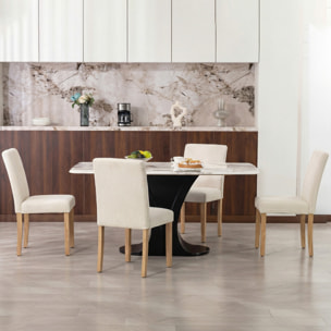 Pack de 4 Sillas de Comedor, Sillas de Cocinas Modernas, Respaldo Alto, Tapizadas en Pana, Asiento Acolchado, Patas de Madera, para Salón, Beige
