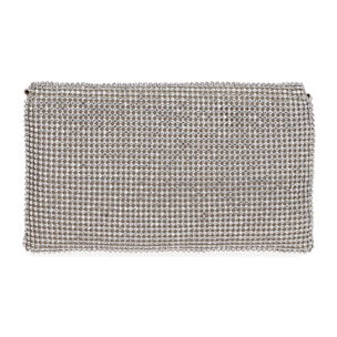 Bolso mini plateado con pedrería