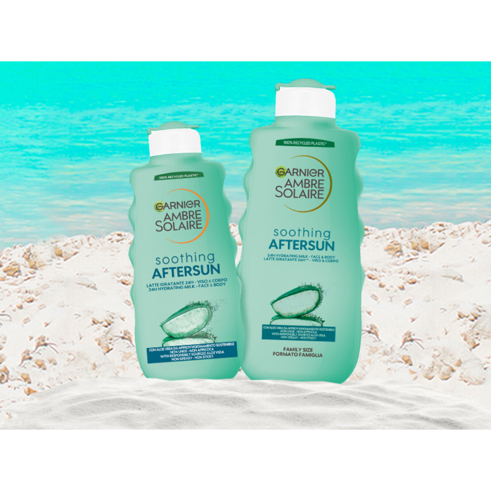 2x Doposole Latte Idratante Lenitivo con Aloe Vera per Viso e Corpo Ambre Solaire - 2 Flaconi da 400ml