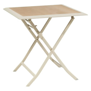 Table de jardin 2 places Azua pliable beige 71x71cm