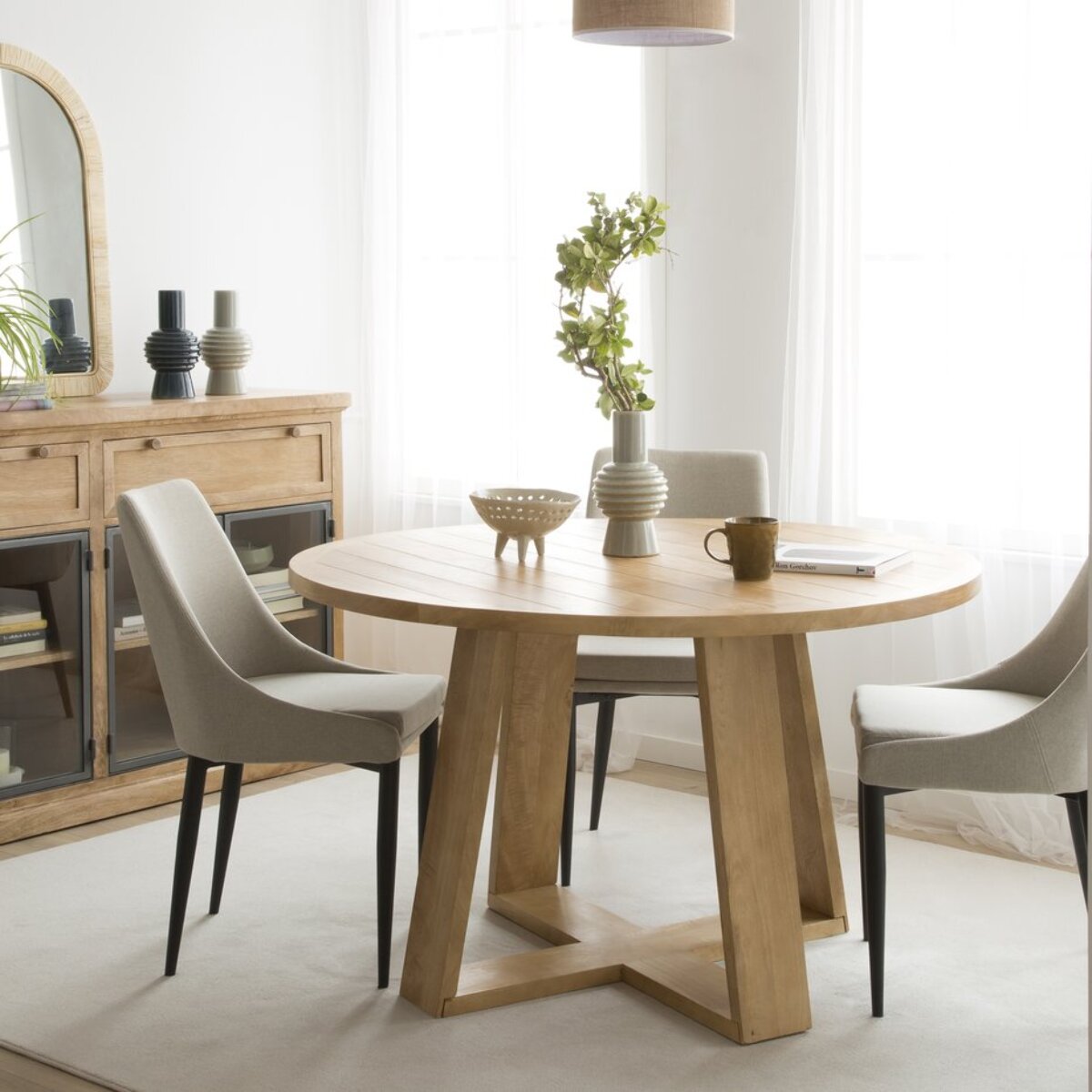 Chaise rembourrée Lauren -tapisserie et pieds métalliques-couleur beige 48 x 90 x 60 cm