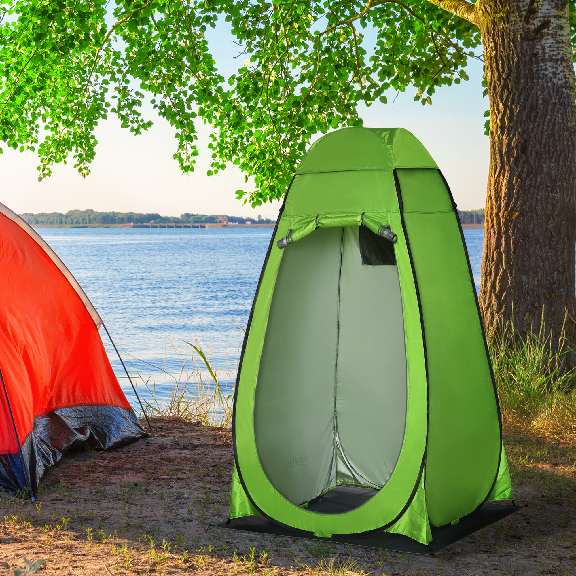 Tienda de Ducha Instantánea Tienda de Privacidad Portátil con 1 Gancho Bolsillo Bolsa de Transporte y UV 20+ para Baño Vestuario Cambiador Inodoro 126x124x189 cm Verde