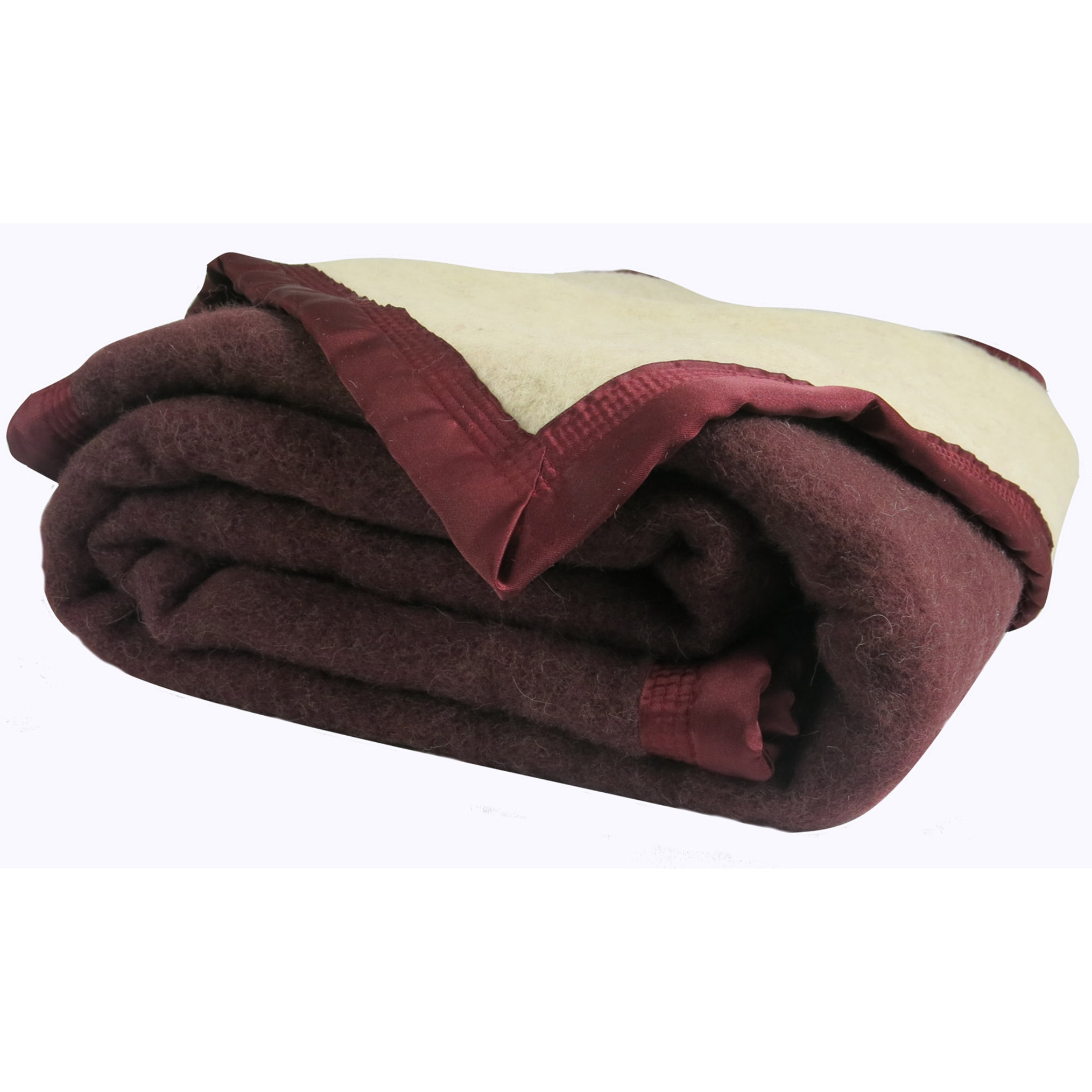 Couverture Pure Laine Vierge 600g/m2 bicolore - Prune