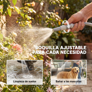 Enrollador de Manguera para Jardín 20+1,9 m con Boquilla de 2 Modos, Carrete de Manguera de Jardín de Pared con Bloqueo Automático y Retracción Controlada, Soporte Orientable 180°, Gris