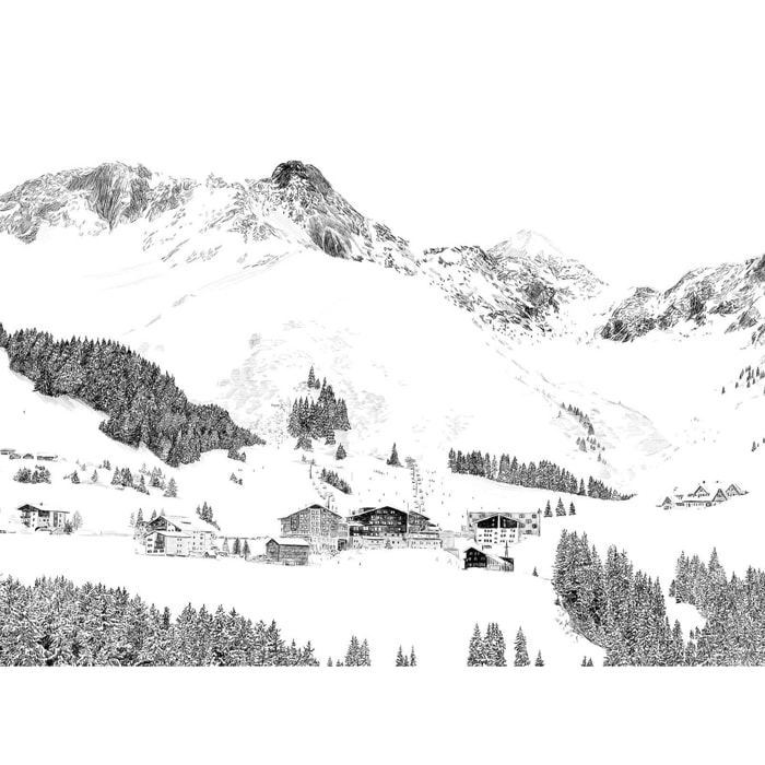 Papier peint au pied des pistes Intissé