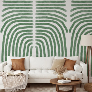 Carta da Parati Boho Astratta Verde e Bianca